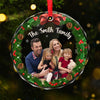 Custom Photo Home Is Where Christmas Begins - Family Personalized Custom Circle Glass Ornament - Christmas Gift For Family Members
