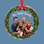 Custom Photo Home Is Where Christmas Begins - Family Personalized Custom Circle Glass Ornament - Christmas Gift For Family