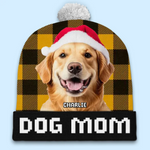 Custom Photo The Best Dog Dad Ever - Dog & Cat Personalized Custom Christmas Beanie Hat - Christmas Gift For Pet Owners, Pet Lovers