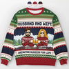 À notre santé et une saison pleine de bonheur - Sweat-shirt moche personnalisé pour couple - Pull en laine unisexe - Cadeau de Noël pour mari et femme, anniversaire