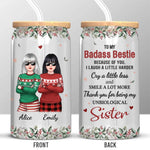 Friends Like Us Are Never Truly Apart - Bestie Personalized Custom Glass Cup, Iced Coffee Cup - Christmas Gift For Best Friends, BFF, Sisters
