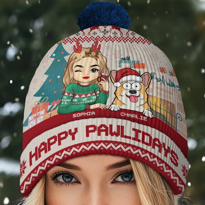 Season's Greetings From My Furry Family To Yours - Dog & Cat Personalized Custom Christmas Beanie Hat - Christmas Gift For Pet Owners, Pet Lovers