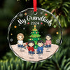 Every Moment With Them Is A Treasure - Family Personalized Custom Circle Glass Ornament - Christmas Gift For Grandma, Grandpa