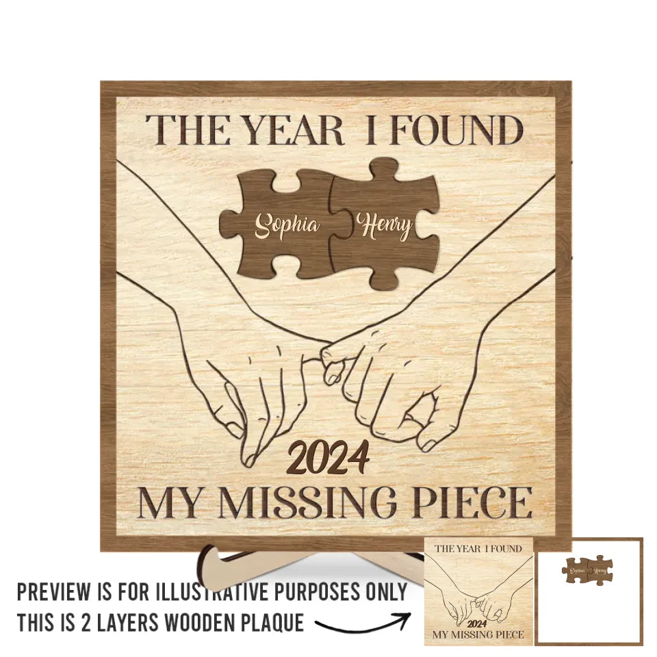 Your Hand Is My Favorite Place To Be - Couple Personalized Custom 2-Layered Wooden Plaque With Stand - Gift For Husband Wife, Anniversary