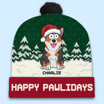 Santa Paws Is Coming To Town - Dog & Cat Personalized Custom Christmas Beanie Hat - Christmas Gift For Pet Owners, Pet Lovers