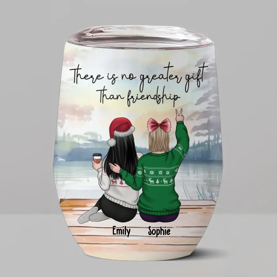 Friends Forever, No Matter How Far Apart - Bestie Personalized Custom Wine Tumbler - Christmas Gift For Best Friends, BFF, Sisters
