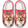 Chaussons personnalisés avec photo représentant des queues qui remuent et des cœurs joyeux - Chaussons moelleux personnalisés pour chiens et chats - Cadeau de Noël pour propriétaires et amoureux des animaux