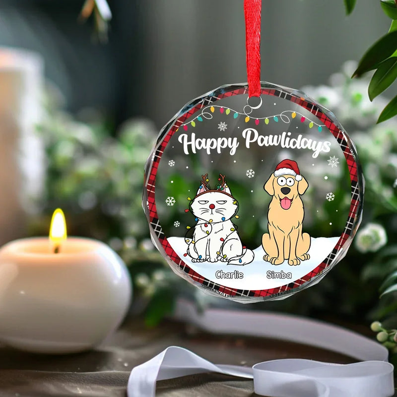 We Celebrate The Love Of Our Pets - Dog & Cat Personalized Custom Circle Glass Ornament - Christmas Gift For Pet Owners, Pet Lovers