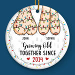 Growing Old Together - Couple Personalized Custom Ornament - Ceramic Round Shaped - Christmas Gift For Husband Wife, Anniversary