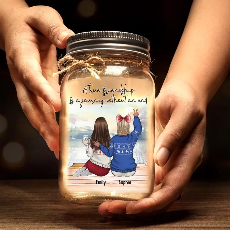 There Is No Greater Gift Than Friendship - Bestie Personalized Custom Mason Jar Light - Christmas Gift For Best Friends, BFF, Sisters