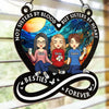 Not Sisters By Blood But Sisters By Heart - Bestie Personalized Window Hanging Suncatcher Ornament - Gift For Best Friends, BFF, Sisters