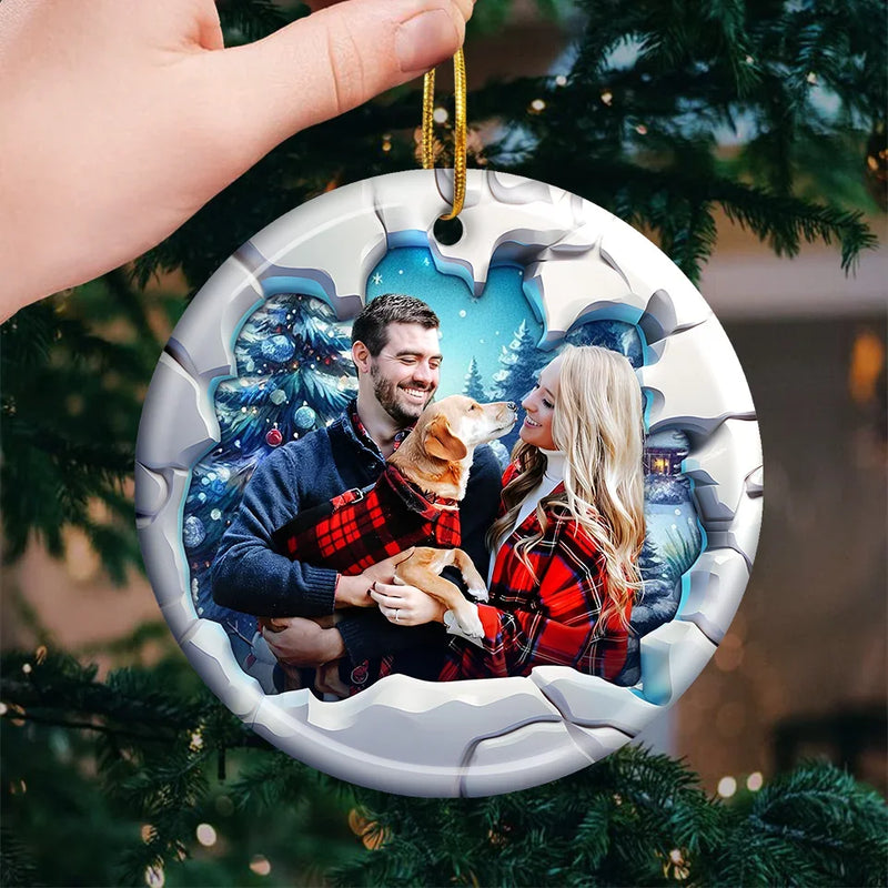 Custom Photo Together Is The Best Gift Of All - Family Personalized Custom Ornament - Ceramic Round Shaped - Christmas Gift For Family Members