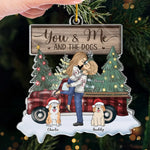 Custom Name Christmas Gifts for Couples and Dog Lovers - Personalized Ornament