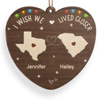 Wishing You Were Here By My Side - Bestie Personalized Custom Ornament - Wood Custom Shaped - Christmas Gift For Best Friends, BFF, Sisters