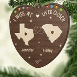Wishing You Were Here By My Side - Bestie Personalized Custom Ornament - Wood Custom Shaped - Christmas Gift For Best Friends, BFF, Sisters