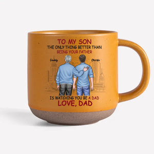 Cheers To You As You Step Into Fatherhood - Family Personalized Custom Printed Pottery Mug - Gift For Son, Grandson