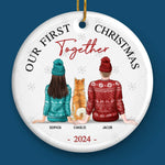 The Best Presents This Year - Couple Personalized Custom Ornament - Ceramic Round Shaped - Christmas Gift For Husband Wife, Anniversary, Pet Owners, Pet Lovers