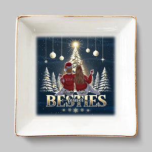 Happy Holidays To My Sleigh Rides Or Die - Bestie Personalized Custom Jewelry Dish - Christmas Gift For Best Friends, BFF, Sisters