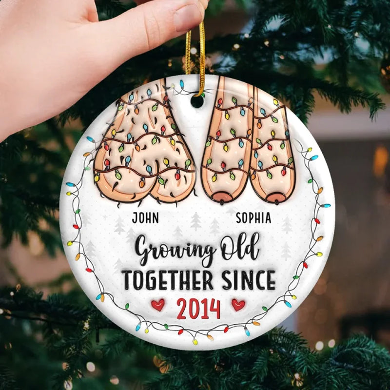 A Lifetime Is Never Enough With You - Couple Personalized Custom 3D Inflated Effect Printed Ornament - Ceramic Round Shaped - Christmas Gift For Husband Wife, Anniversary