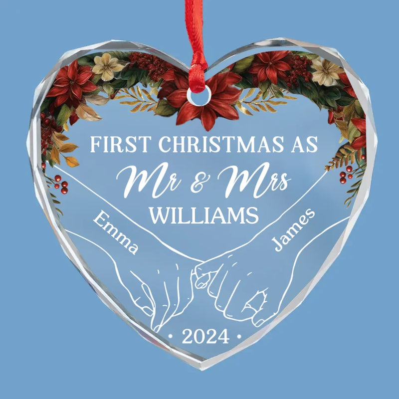 The Only Gift I Want This Year Is Your Presence - Couple Personalized Custom Heart Glass Ornament - New Arrival, Christmas Gift For Husband Wife, Anniversary, First Christmas AMZ