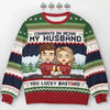 Sips And Smiles With You - Sweat-shirt personnalisé pour couple - Pull en laine unisexe - Cadeau de Noël pour mari et femme, anniversaire