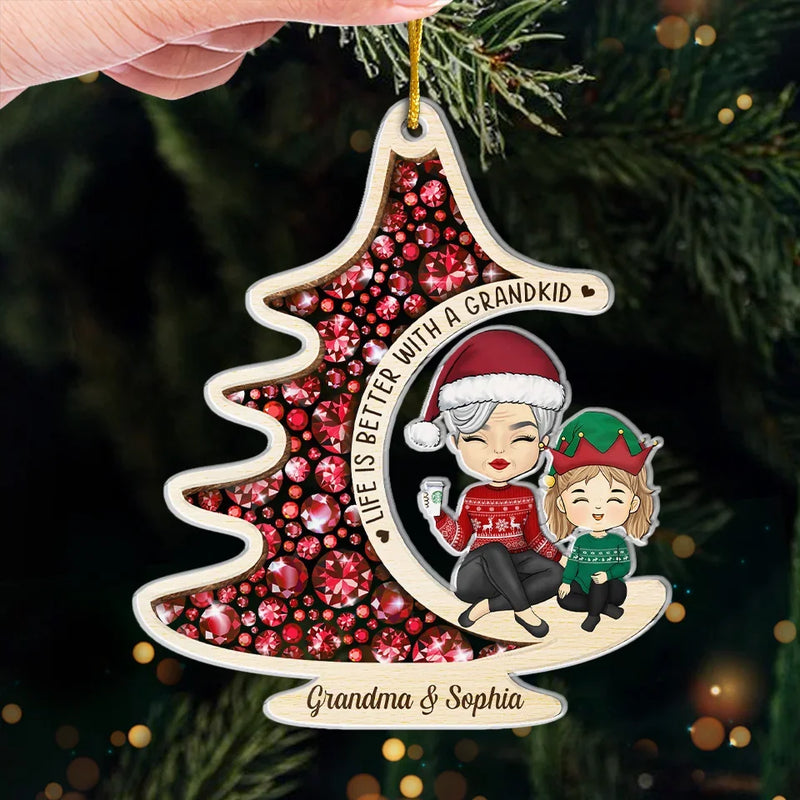 A Grandchild Is The Tinsel On The Christmas Tree Of Life - Family Personalized Custom Ornament - Acrylic Custom Shaped - Christmas Gift For Grandma, Grandkid