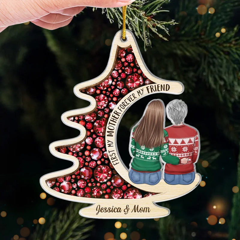 First My Daughter Forever My Friend  - Family Personalized Custom Ornament - Acrylic Custom Shaped - Christmas Gift For Mom, Daughter