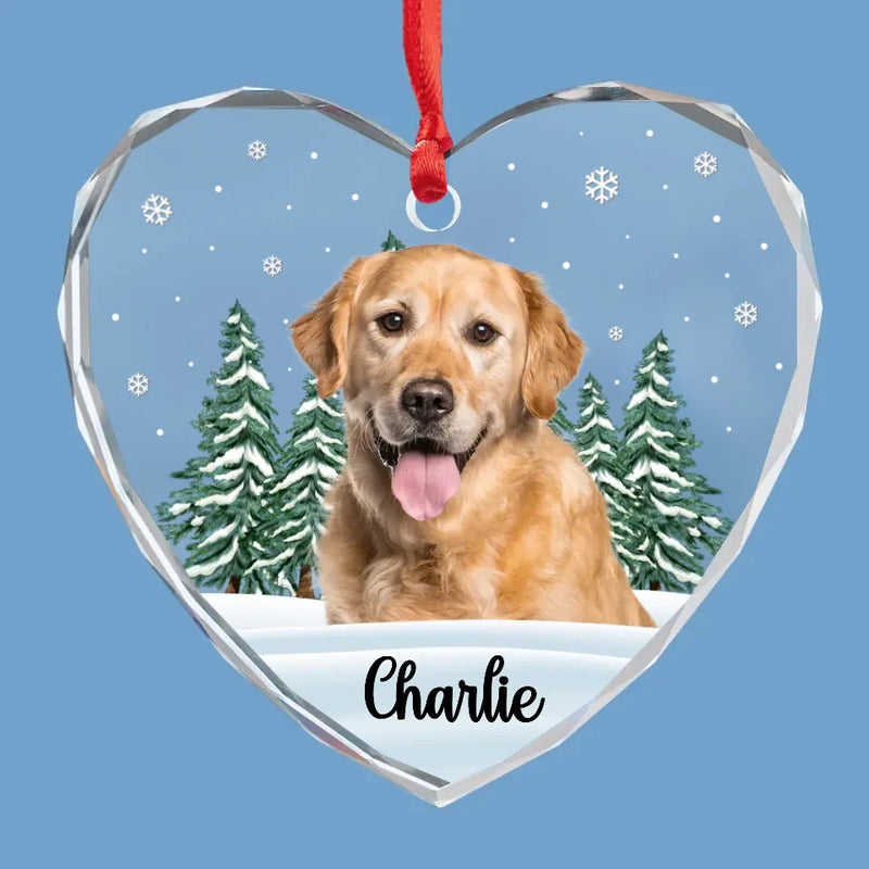 Custom Photo Forever In My Heart - Memorial Personalized Custom Heart Glass Ornament - Sympathy Gift, Christmas Gift For Pet Owners, Pet Lovers