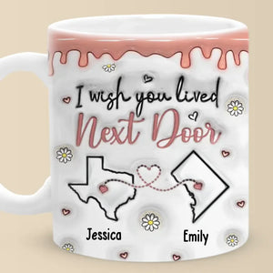 L'amitié transcende la distance et le temps - Mug personnalisé 3D à effet gonflé - Cadeau pour meilleures amies, meilleures amies, sœurs