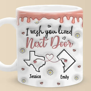 L'amitié transcende la distance et le temps - Mug personnalisé 3D à effet gonflé - Cadeau pour meilleures amies, meilleures amies, sœurs
