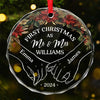 It's Merry Everything When We're Together - Couple Personalized Custom Circle Glass Ornament - Christmas Gift For Husband Wife, Anniversary, First Christmas