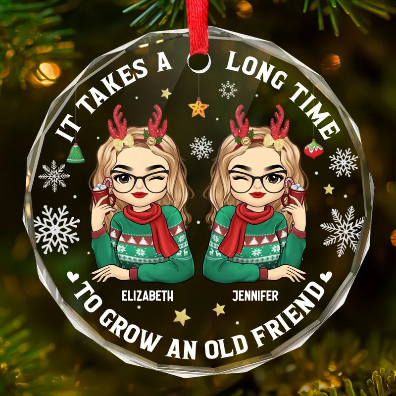 Let's Be Friends 'Til We're Old - Bestie Personalized Custom Circle Glass Ornament - Christmas Gift For Best Friends, BFF, Sisters