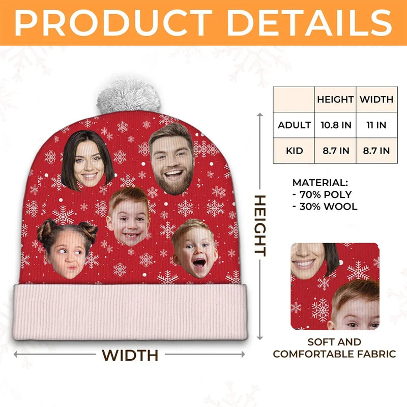 Custom Photo Family Makes Every Holiday Moment Special - Family Personalized Custom Christmas Beanie Hat - Christmas Gift For Family Members