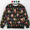 Sweat-shirt personnalisé avec photo pour célébrer la saison avec rire et amour - Pull en laine unisexe - Cadeau de Noël pour les membres de la famille