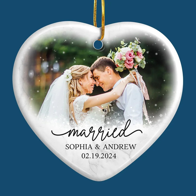 Custom Photo You Are The Joy To My World - Couple Personalized Custom Ornament - Ceramic Heart Shaped - Christmas Gift For Husband Wife, Anniversary, First Christmas