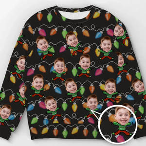 Sweat-shirt personnalisé avec photo pour célébrer la saison avec rire et amour - Pull en laine unisexe - Cadeau de Noël pour les membres de la famille