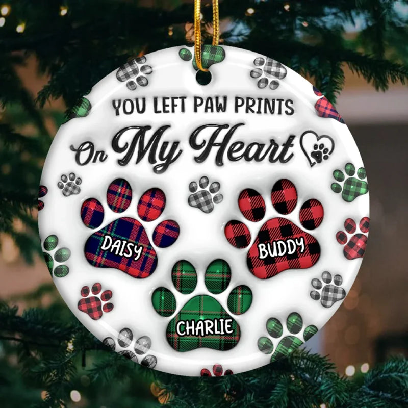 No Longer By My Side But Forever In My Heart - Memorial Personalized Custom 3D Inflated Effect Printed Ornament - Ceramic Round Shaped - Sympathy Gift, Christmas Gift For Pet Owners, Pet Lovers