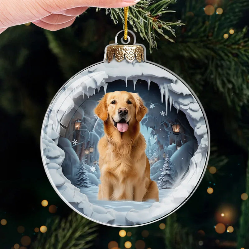 Custom Photo Santa Paws Is Coming To Town - Dog & Cat Personalized Custom Ornament - Acrylic Custom Shaped - Christmas Gift For Pet Owners, Pet Lovers