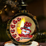 Building Snowmen, Building Bonds - Family Personalized Custom Candlelight Lantern Ornament - Christmas Gift For Grandma