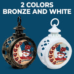 Building Snowmen, Building Bonds - Family Personalized Custom Candlelight Lantern Ornament - Christmas Gift For Grandma