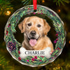 Custom Photo Journeying To The Rainbow Bridge, Leaving Love In Every Step - Memorial Personalized Custom Circle Glass Ornament - Christmas Gift, Sympathy Gift For Pet Owners, Pet Lovers