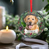 Custom Photo Journeying To The Rainbow Bridge, Leaving Love In Every Step - Memorial Personalized Custom Circle Glass Ornament - Christmas Gift, Sympathy Gift For Pet Owners, Pet Lovers