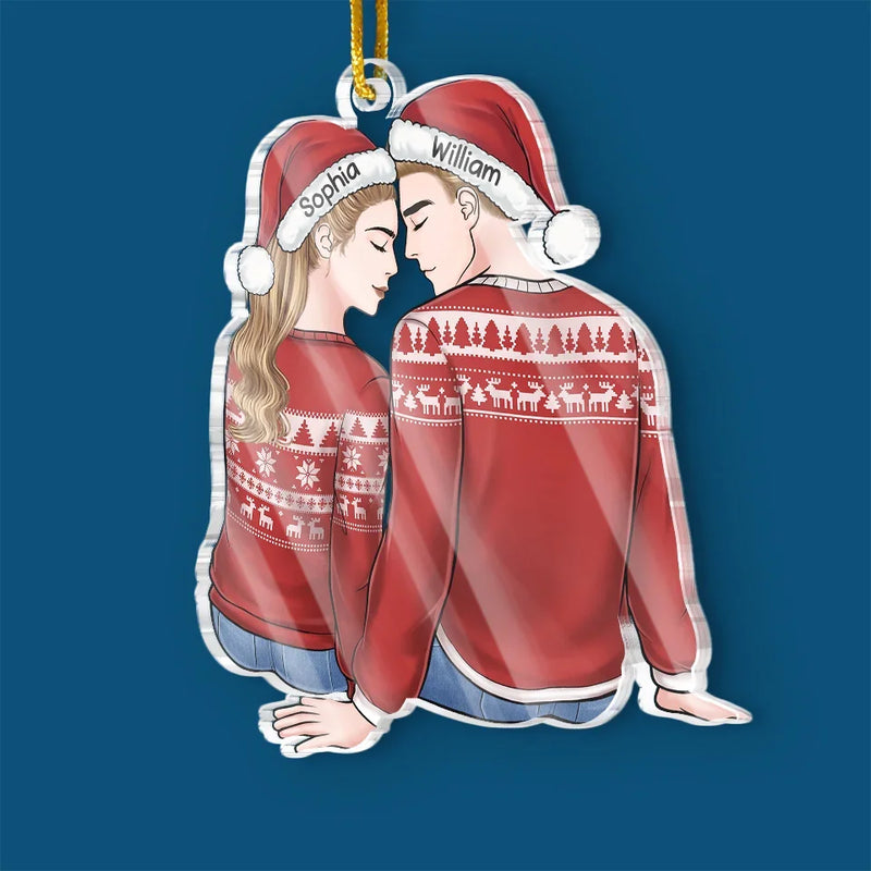 Our Love Lights Up The Holiday Season - Couple Personalized Custom Ornament - Acrylic Custom Shaped - Christmas Gift For Husband Wife, Anniversary