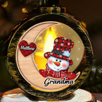 Building Snowmen, Building Bonds - Family Personalized Custom Candlelight Lantern Ornament - Christmas Gift For Grandma