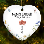 Grandma's Favorite Garden - Family Personalized Custom Ornament - Ceramic Heart Shaped - Christmas Gift For Grandma, Grandkids
