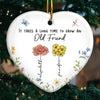 Besties Bloom Together Like Wildflowers - Bestie Personalized Custom Ornament - Ceramic Heart Shaped - Christmas Gift For Best Friends, BFF, Sisters