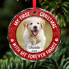 Custom Photo Joy To The World, My Pet Has Come - Dog & Cat Personalized Custom Circle Glass Ornament - Christmas Gift For Pet Owners, Pet Lovers, First Christmas