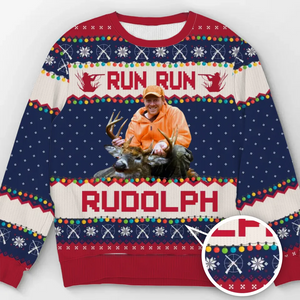 Sweat-shirt personnalisé avec photo « Joyeux Noël » - Pull en laine unisexe - Cadeau de Noël pour papa, grand-père ou mari