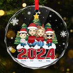 We Clap Hands And Welcome The Peace Of Christmas - Family Personalized Custom Circle Glass Ornament - Christmas Gift For Family