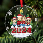 We Clap Hands And Welcome The Peace Of Christmas - Family Personalized Custom Circle Glass Ornament - Christmas Gift For Family
